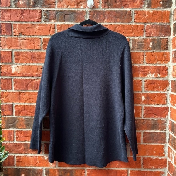 Soft Surroundings Womens 1X Navy Blue Soft Full Zip Collared Sweater Minmalist - Picture 4 of 9